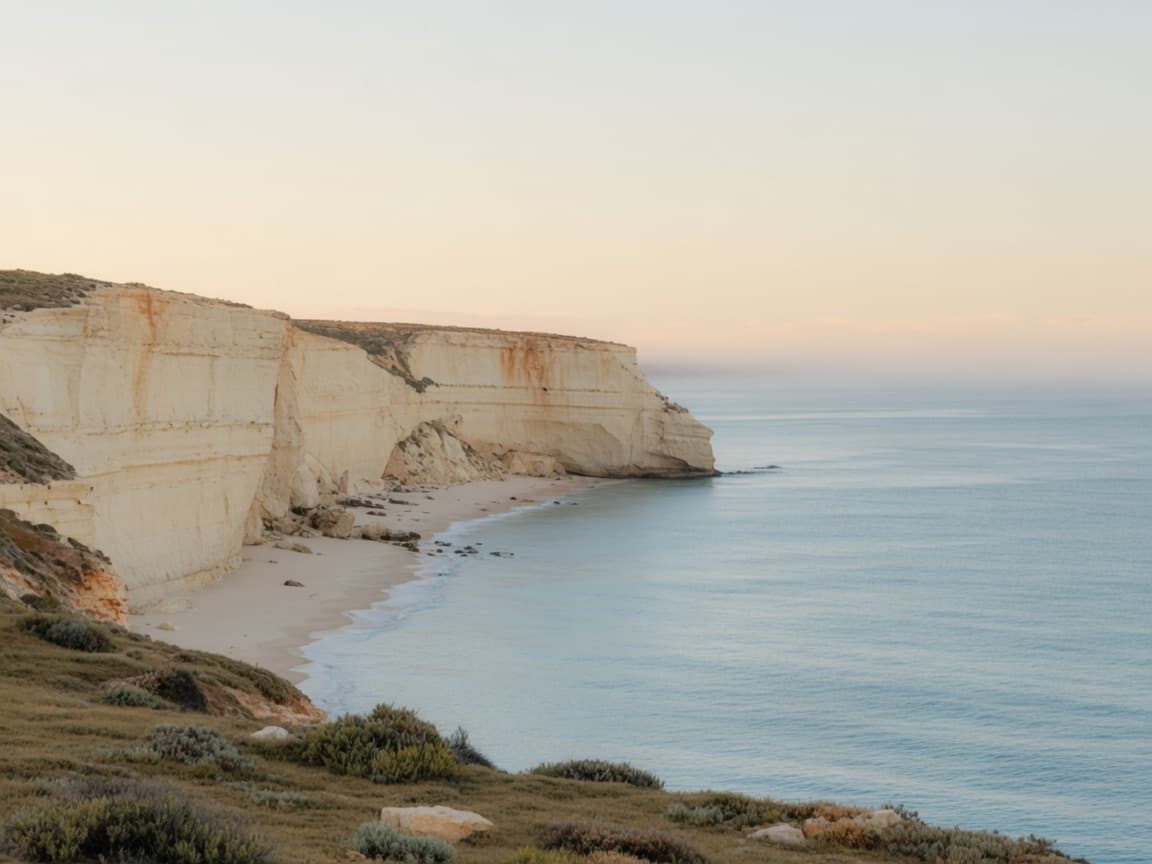 Australian coastal cliffs in soft morning light