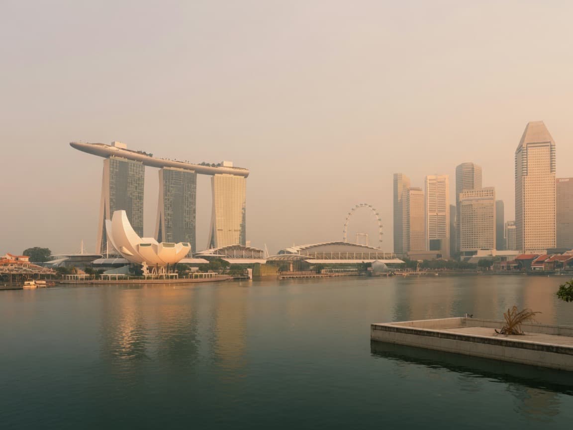 Singapore skyline in warm evening light
